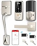 Hornbill Smart Keypad Door Lock Set, Keyless Entry Front Door with Handle, Smart Deadbolt Lock Set, Bluetooth Digital Touchscreen with APP/IC Card/Auto&One-Touch Lock, Satin Nickel