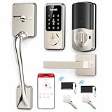 Hornbill Smart Keypad Door Lock Set, Keyless Entry Front Door with Handle, Smart Deadbolt Lock Set, Bluetooth Digital Touchscreen with APP/IC Card/Auto&One-Touch Lock, Satin Nickel