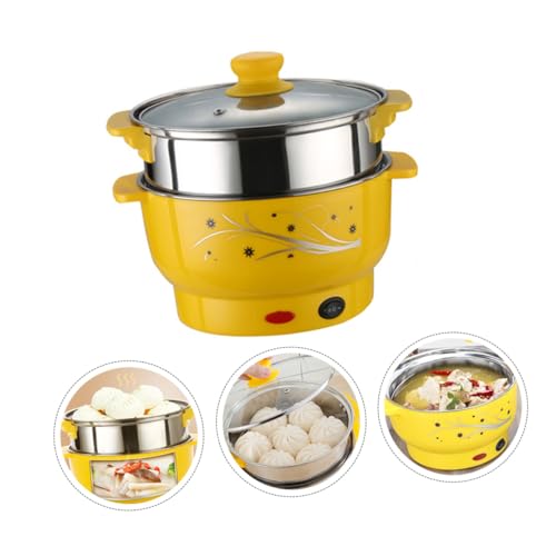 EPIGEIST Pentola a Vapore Elettrica Multifunzionale 20 Cm in Acciaio Inox, Doppio Strato con Vaporiera, Caldaia per Cottura Domestica e Ufficio, Design Colore Casuale Stile Casuale