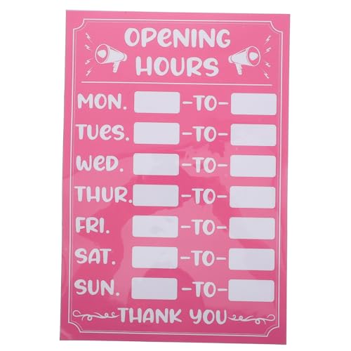 TEHAUX Señales de protección solar y antidecoloración. cartel abierto con horas carteles de abierto y cerrado para comercios pegatinas adhesivas Pegatinas de horario de apertura rosa