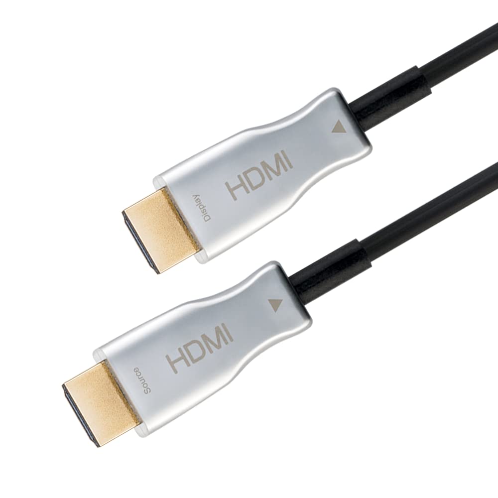 goobay 65569 Cavo ottico ibrido attivo HDMI AOC / 4K @ 60 Hz UHD Cavo di connessione HDMI ad alta velocità con Ethernet / 18 Gbit in fibra ottica/Nero / 40m