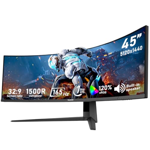 Gawfolk 45 inch Ultra-Wide Curved Gaming 165Hz PC Monitor, DQHD Screen