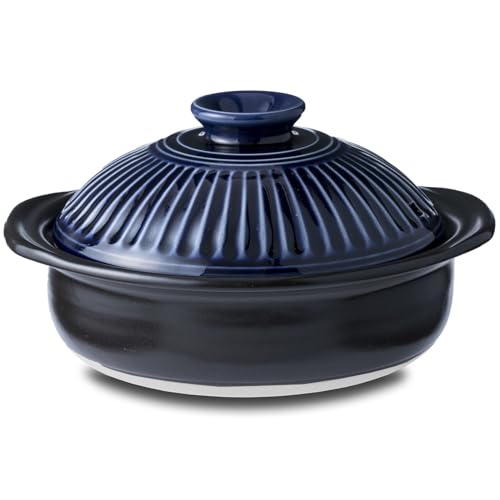 Ginpo Touki 46061 Banko Ware Ginpo Chrysanthemum Flower Earthenware Pot No. 6 Single Person Lapis Glaze, Blue, Made in Japan