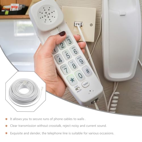 Cable de extensión para teléfono LALAFINA de 20 metros con conectores RJ11 6P4C para módem de oficina 6