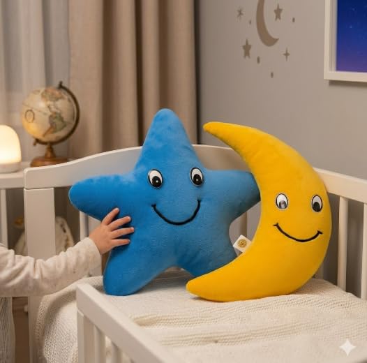 Image of Goldenhub Polyester Moon with Star Soft Toy