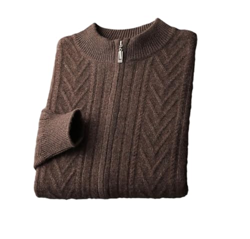 Men Solid Color Wool Sweater Crew Neck Knit Zipper Cardigan Fall Winter Thick Knit Jumpers