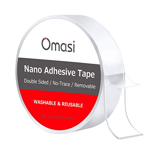 Preisvergleich Produktbild Omasi Waschbares Spurloses Klebeband, 1M Nano Doppelseitiges Klebeband Transparent Entfernbares Wiederverwendbares Klebestreifen Rutschfest Multifunktionales, Wasserdicht, Hitzebeständig, Abnehmbar
