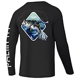 Palmyth Fishing Shirts for Men Long Sleeve UPF 50+ T Shirt Sun Protection Tee (Black/Cowboy Rides Bass, L)