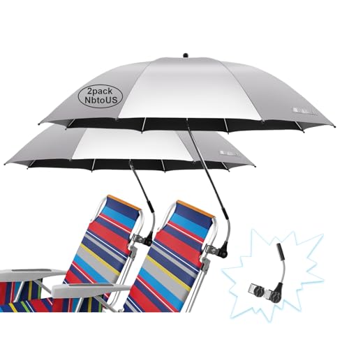 Image of NBtoUS Beach & Patio Umbrella with Universal Clamp, UPF 50+ Portable Shade for Chairs & Strollers