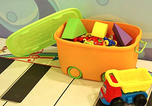 Image of Kodiaq 25 Liters /Toy Storage Organiser /Toy Basket Storage for Kids /Toy Basket Storage Box for Kids Big Size (Pack Of 2 / Stackable /Wheels /Locking Lid & Handle Color may vary)