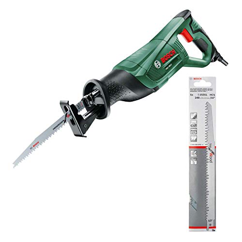 Bosch Säbelsäge PSA 700 E (710 Watt, im Karton) + Reciprosägeblätter grünes Holz lang S1531L 5 Stück Bosch Säbelsäge PSA 700 E (710 Watt, im Karton) + Reciprosägeblätter grünes Holz lang S1531L 5 Stück