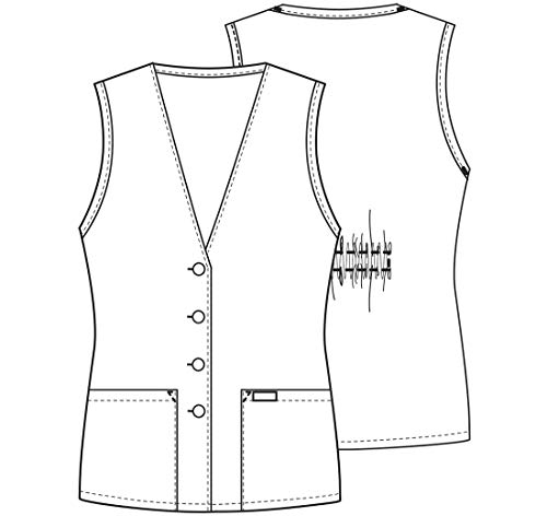 Cherokee Women's Scrub Vest Coat Modern Vest with Button Front & 2 Pockets- 16023