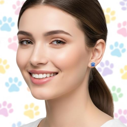 Image of 925 Sterling Silver Paw Print Stud Earrings (Choose Your Style) (Nickel Free)