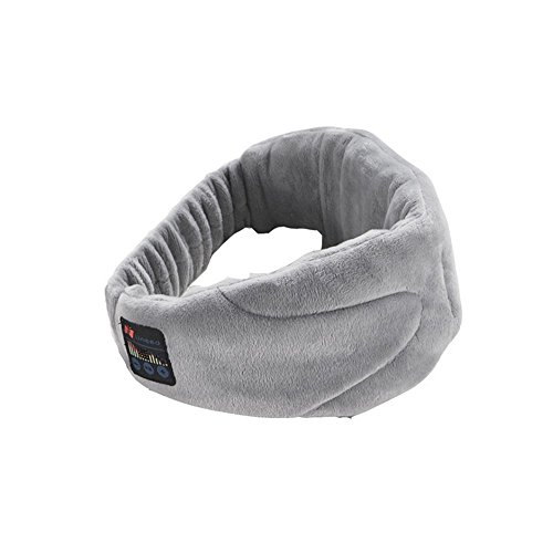 Wiiguda@ Antifaz Dormir para los Ojos con Auriculares Inalambricos de Bluetooth 4,0 Auriculares Estereos para Dormir Auriculares de Musica Lavable para Siestas de Viaje - Gris