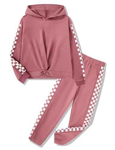 Girls Outfits Casual Tops Twist Front Pullover Hoodies Long Sleeve Fashion Sweatshirts and Sweatpants Girl Clothes