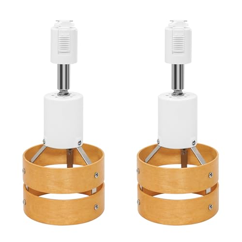 Aiwode レールライト 木の色木製の円 ダクトレール用スポットライト E26口金 角度調節可能 ロック機構により脱落を防止 簡単なインストール 高級 和風 目に優しい 節電 省スペース設計 寝室 高級レストラン 書斎 廊下 植物の照明に適しています 電