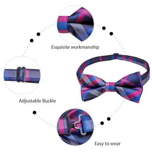 Image of Dubulle Mens Paisley Striped Bowtie Set Pre-tied Bowtie for Men and Pocket Square Set Wedding Business