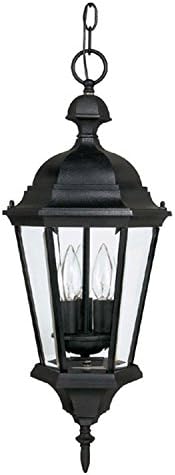 Capital Lighting 9724BK Carriage House Clear Glass Outdoor Pendant, 3-Light 120 Total Watts, 23" H x 10" W, Black