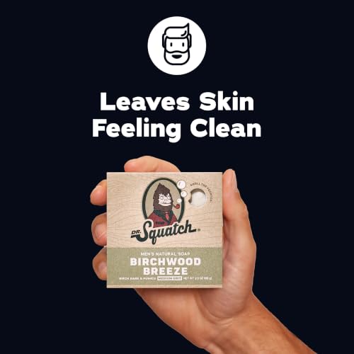 Image of Dr. Squatch Natural Men's Bar Soap - Cold Process Body Soap Bar with Natural Oils - Gifts for Men - Mountain Meadow, Sandalwood Summit, Lumberjack Lodge, Fresh Falls & Birchwood Breeze (5 oz, 5-Pack)