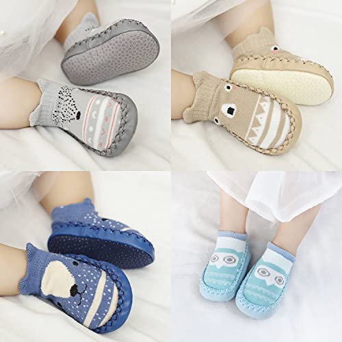 4 Pairs Baby boys Girls Non-Skid Indoor Slipper Shoes Socks2