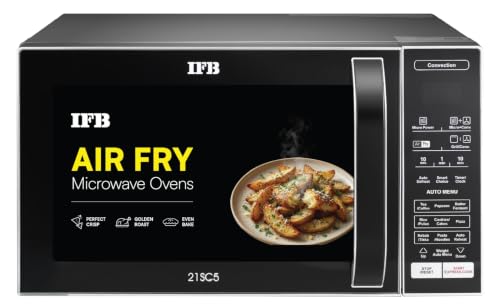 IFB 21L Air Fry Convection Microwave with 5 in 1 Versatility Bake, Grill, Roast, Reheat & Combi-Cook Mode, Auto Cook Menus (21SC5, Silver, Auto Defrost, 10 Power Levels)