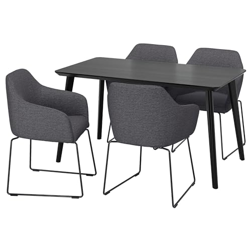 Ikea LISABO/TOSSBERG tavolo e 4 sedie, 140x78 cm, metallo grigio/nero