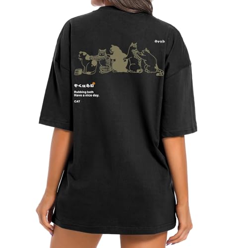 Cayxatiu Cute Cat Graphic Tees for Women Harajuku Shirt Letter