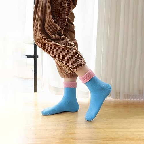 Image of VoJoPi Winter Thermal Socks for Women - 5 Pairs Thick Warm Ladies Cozy Wool Crew Boot Socks, US 5-10