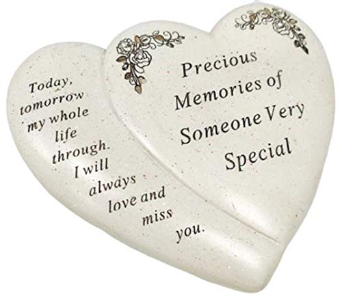 David Fischhoff Someone Special - Placa conmemorativa de doble corazón para tumba, impermeable y resistente a la intemperie, para uso en interiores y exteriores, 18 x 15 cm