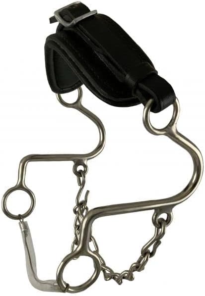 Showman Adjustable Leather Nose Stainless Steel Hackamore Bit