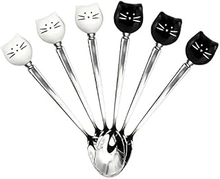 Asmwo Cute Funny Cat Spoon Set for Cat Lover Spoons for Stirring Tea