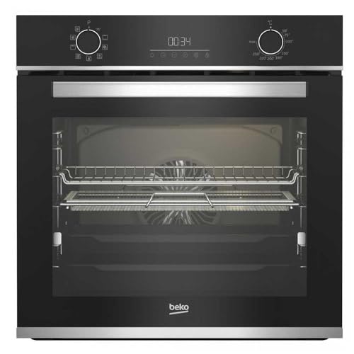 Beko Backofen, 3300 W, 72 L, Schwarz mit Edelstahl-Finish, Umluftofen, Einbau, Kindersicherung, A+
