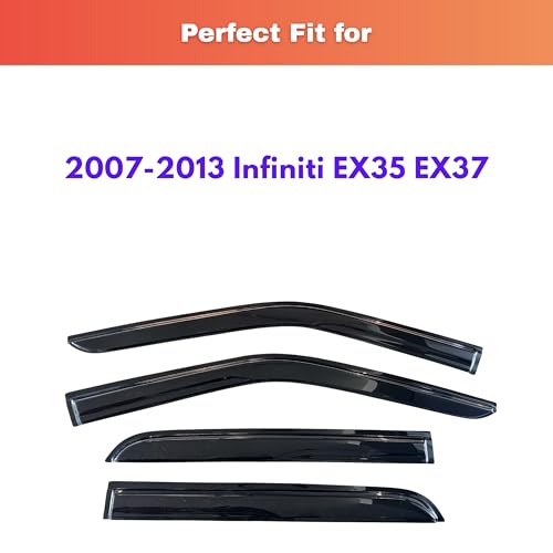 Image of KPY Rain Guards Fit for 2007-2013 Infiniti EX35 EX37, Out-Channel Window Visors Vent Wind Deflectors 4PC, Car Accessories for 07-13 Infiniti EX35 EX37