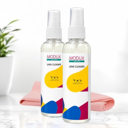 Image of LENS CLEANER for Spectacles, Eyeglasses, Sunglasses, Camera Lenses and Binoculars (2 Bottle with 2 Cloth)
