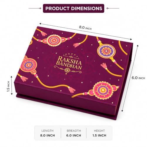 Image of Raksha Bandhan Gift Box with 12 Compartments | Premium Hard Board Festive Packaging Box with Golden Tray | Reusable Empty Gift Box for Dry Fruits Chocolates Sweets and Rakhi Gifting, Wine, Pack of 6