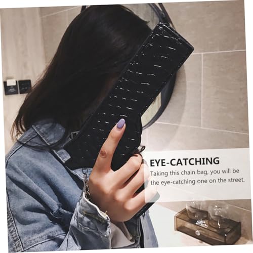 Graceful Women PU Crossbody Bag Lightweight Chain Shoulder Purse Versatile Black Handbag with Zipper for Keys and Essentials4