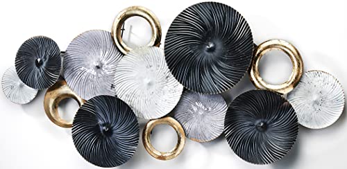 Kobolo Wandbild Wanddeko Metallbild 3D-Bild - SWIRL -weiß grau gold- ca...