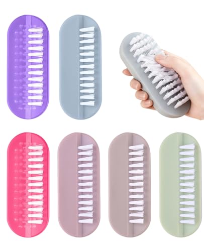Ninnyi 6Pcs Nail Brush, Colorful Two Sided Plastic Brushes for Cleaning Nails for Women Men Manicure Scrubber