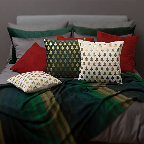 Jwh Christmas Trees Pillow Covers Decorative 16X16 Throw Pillow Gold Print Pillowcase Winter Holiday Accent Pillow Case Cute Cushion Farmhouse Home Living Room Couch Decor Beige #TOP7