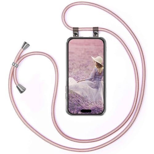 Chaîne à bandoulière pour iPhone Air en tissu tressé or rose de qualité supérieure moex