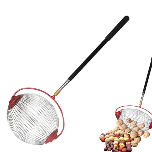 Nusssammler,Walnuss Sammler,Eichelpflücker Obere Walze Obstsammler Rollsammler Obstpflücker mit Teleskopstiel Apfelpflücker Große Kapazität Tragbar Sammler für Walnüsse Pekannüsse Kastanien (24cm)