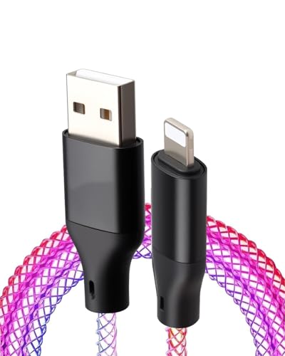 Kioylmo 1m Bright USB Charging Cable, Led Charging Fast Charging, Data Transfer, Pulsed Light Charging Cable for Pleasant Atmosphere pour iPhone...