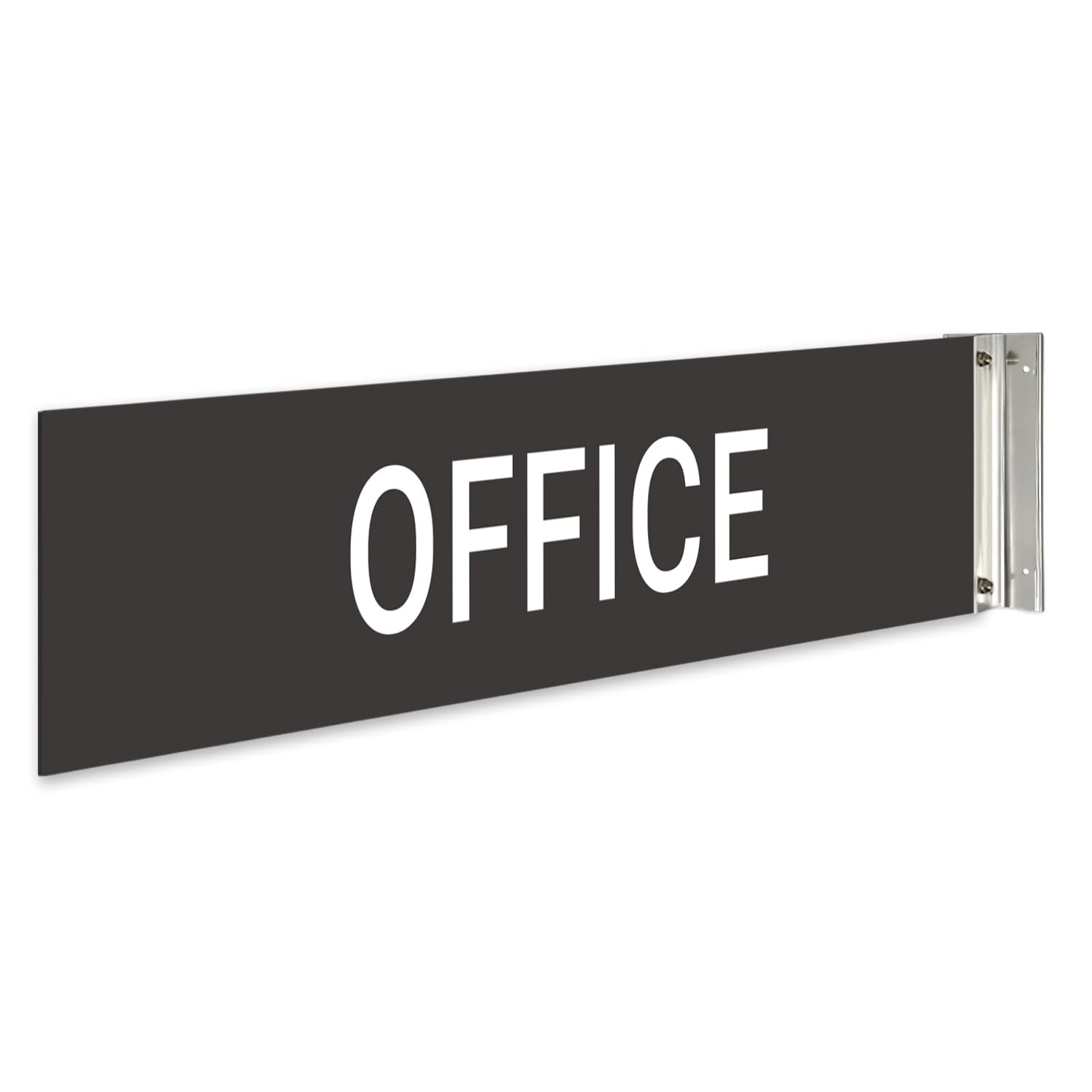 Office Projecting, Double Sided, 2x10 Inches, ACM, with Brushed Nickel Satin Silver Accessory, Made in USA