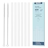 REAPEX Stanley 交換用ストロー スタンレー 繰り返し タンブラー用 30/40オンス対応, 30cm, Tritan材質, BPAフリー ＆食品グレードのプラスチック製で, 透明プラスチック ロングストロー 6本セット, クリーニングブラシ2本付き (丸型)