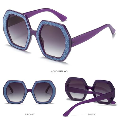 Women Sunglasses Polygonal Sunglass Rhinestones Decoration Sun Glasses Retro Female UV400 Gradients Shades Eyewear3