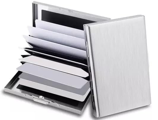 Image of QUAKELCredit Card Holder Protector Stainless Steel Credit Card Wallet Slim Metal Credit Card Case for Women or Men (Mat-Silve)