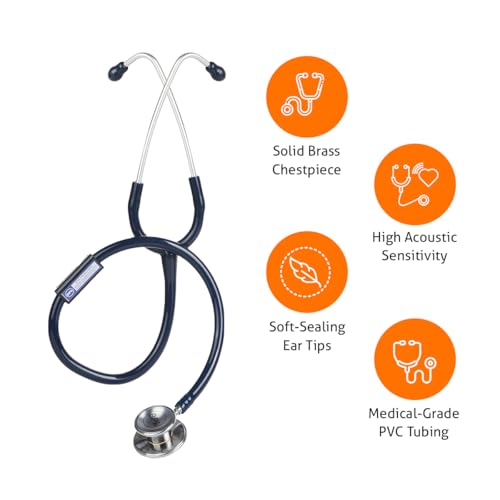 Image of BPL Medical Technologies ST-03 Brass Dual Adult Chest Piece Stethoscope|High Acoustic Level, Versatile Chestpiece for Adult & Pediatric Use|Medical Instrument for Auscultation - Blue