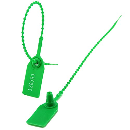 100 Pull Tight Anti-Tamper Numbered Plastic Security Fire Extinguisher Tag Self-Locking Election Box Safety Ties (Green)