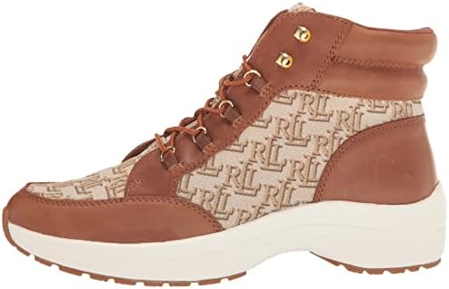 Lauren Ralph Lauren Women's Rylee Hiker Sneaker, Khaki/DEEP Saddle TAN, 7.5 | Image 7