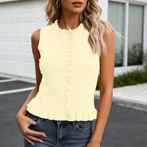Top de punto sin mangas con volantes para evitar el calor con estilo casual 2